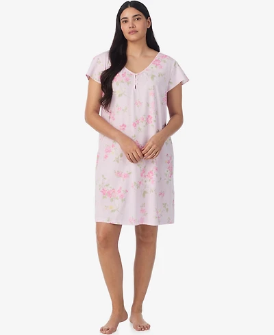 Lauren Ralph Plus Flutter-Sleeve V-Neck Gown