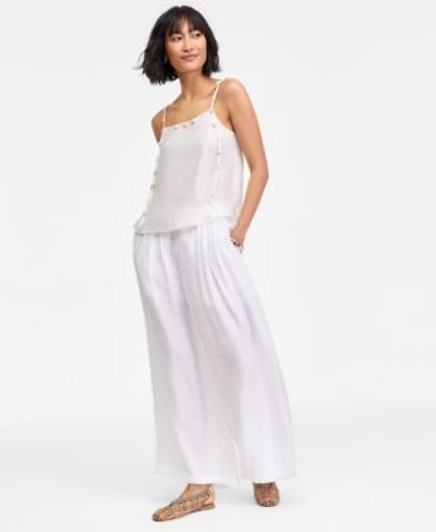 On 34th Womens Shell Embellished Gauze Tank Pleated Gauze Wide Leg Pants Macys Exclusive