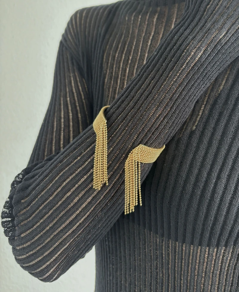 Adornia Tarnish Resistant Gold Fringe Cuff Bracelet