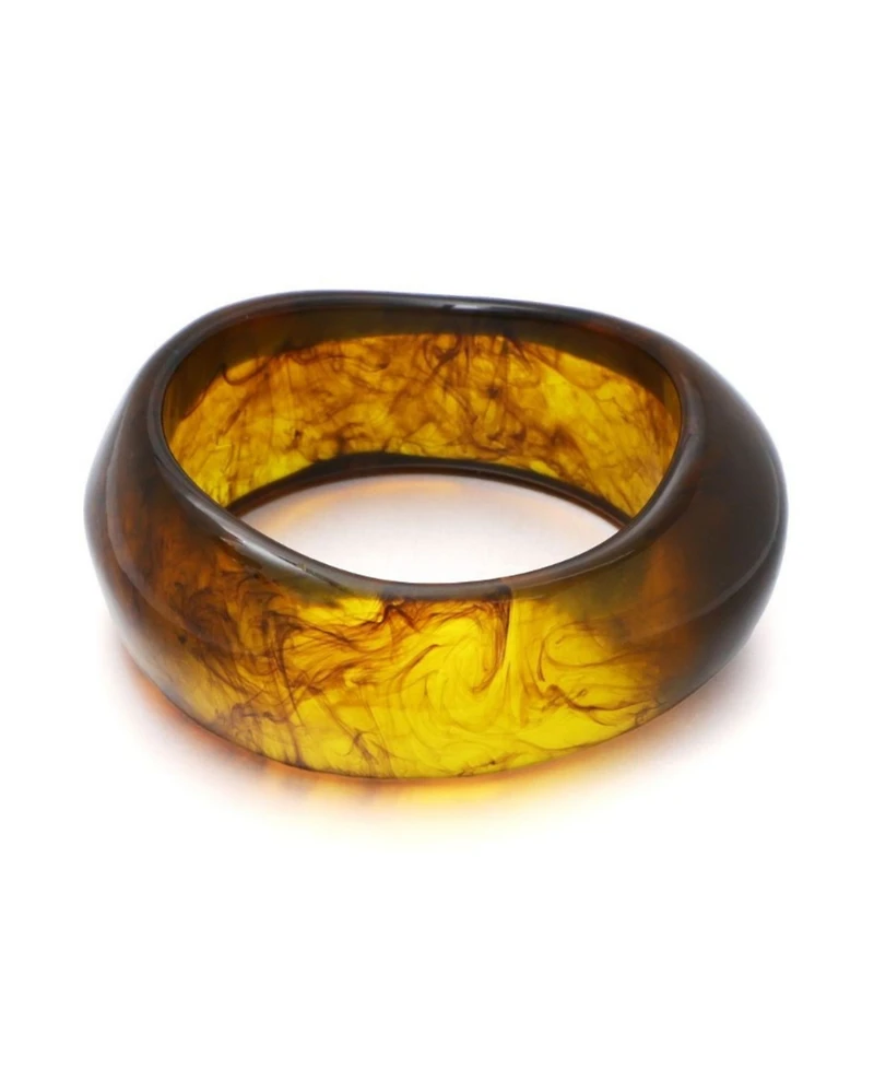 Adornia Gold Chunky Brown and Gold Bangle Bracelet Set