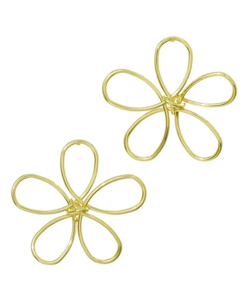 Adornia Gold Oversized Flower Outline Statement Earrings