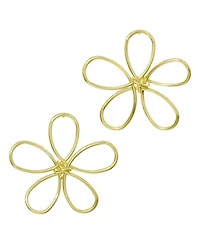 Adornia Gold Oversized Flower Outline Statement Earrings
