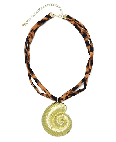 Adornia Gold Shell on Leopard Print Adjustable Necklace