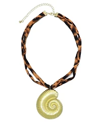 Adornia Gold Shell on Leopard Print Adjustable Necklace