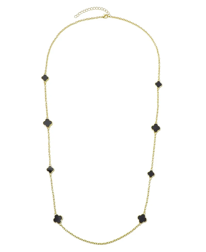 Adornia Gold 36" Black Flower Station Necklace
