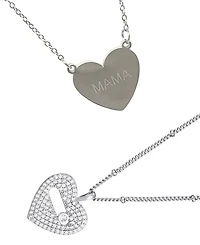 Adornia Silver 2-Piece Mama Heart Pendant Necklace Set