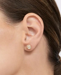 Adornia Crystal Gold 2-Piece Halo Pendant Necklace and Earrings Set