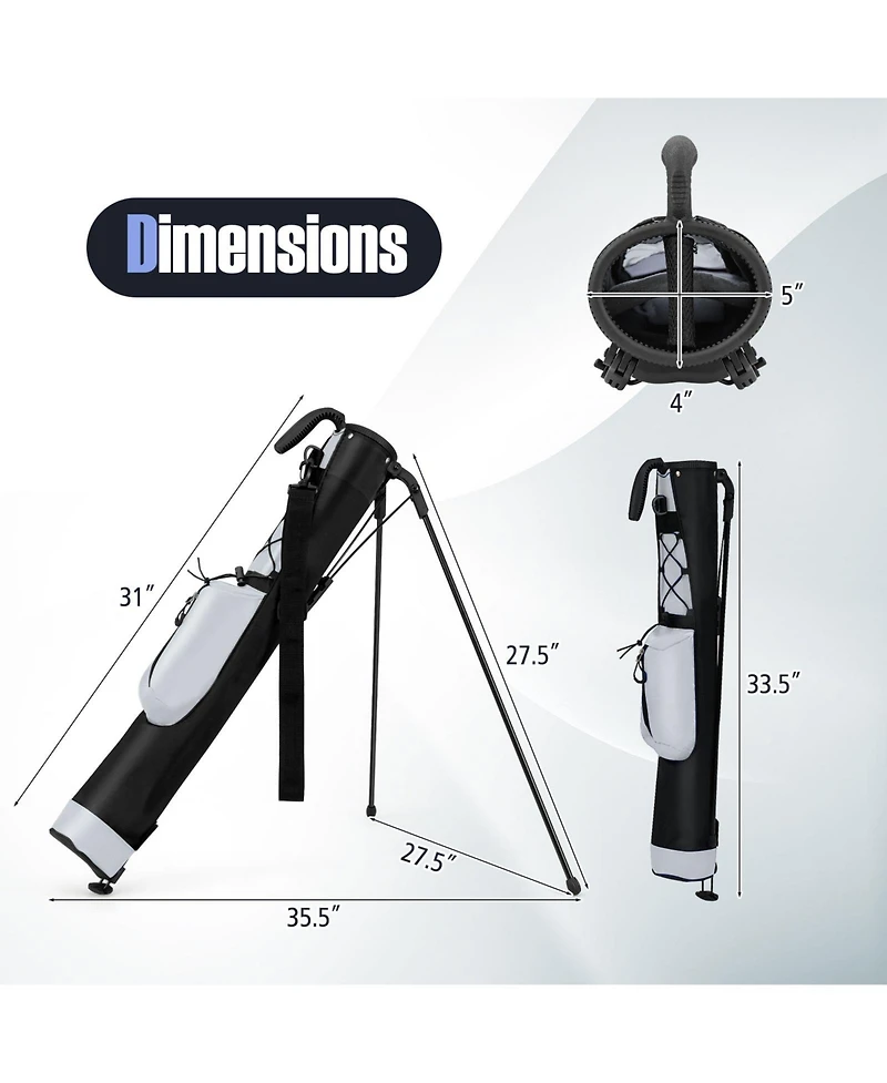 Gymax Lightweight Golf Stand Bag Par 3 and Executive Courses Carry Shoulder Strap