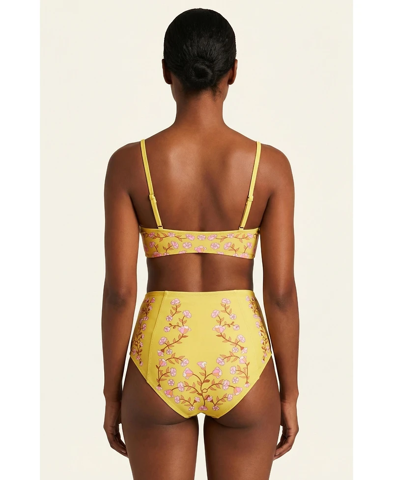Jessie Zhao New York Women's Yellow Bloom Underwire Bikini Top
