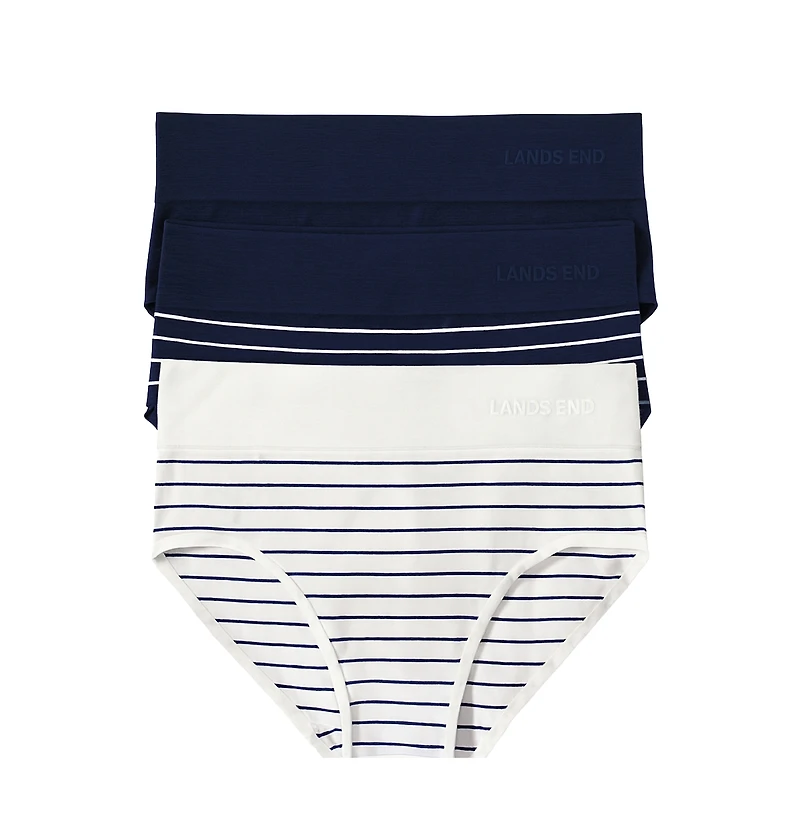 Lands' End Women's Lands Hipster Cotton Comfort Seamless Basics 3 Pack Panties, Clay Bisque Pk, X-Large