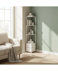 Yigii 63.4'' Tall 6-Tier Corner Shelf Stand with Storage Fabric Drawers Freestanding for Living Room Bedroom Kitchen Bathroom