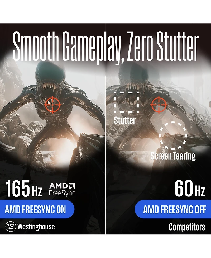 Westinghouse 24" Curved Gaming Monitor, 165Hz, 1080p, 1500R, Amd FreeSync, Built-in Speakers, Hdmi & Dp