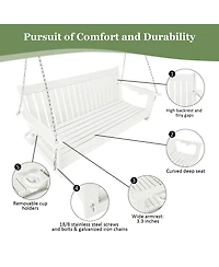 Mega Casa 3-Seater Hdpe Porch Swing 5 Ft Bench Swing with Foldable Cup Holders