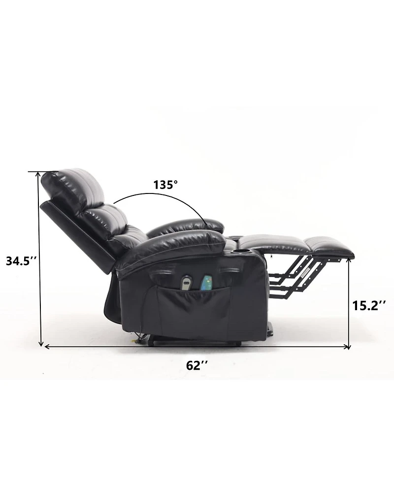 Maison Boucle Power Lift Recliner Chair for Elderly with Heat and Massage, Faux Leather Electric Reclining Remote Control.