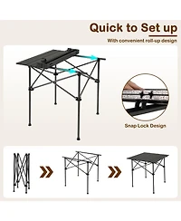 Sugift Folding Roll Up Camping Table with Sturdy Metal Legs