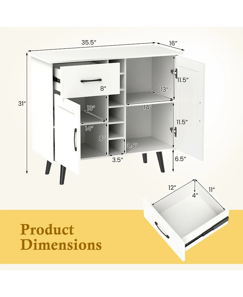 Sugift Modern Wine Bar Buffet Cabinet with Built In Wine Rack