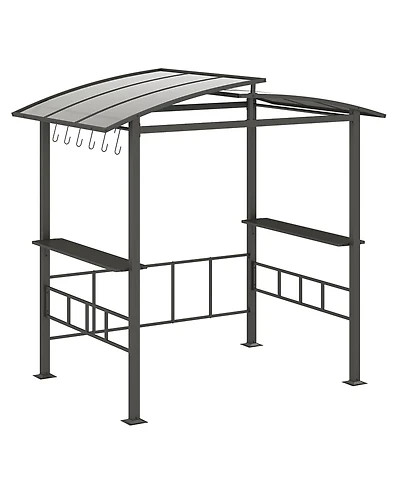 Sugift Hardtop Grill Gazebo with Vented Polycarbonate Roof and Shelves