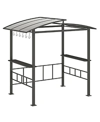 Sugift Hardtop Grill Gazebo with Vented Polycarbonate Roof and Shelves