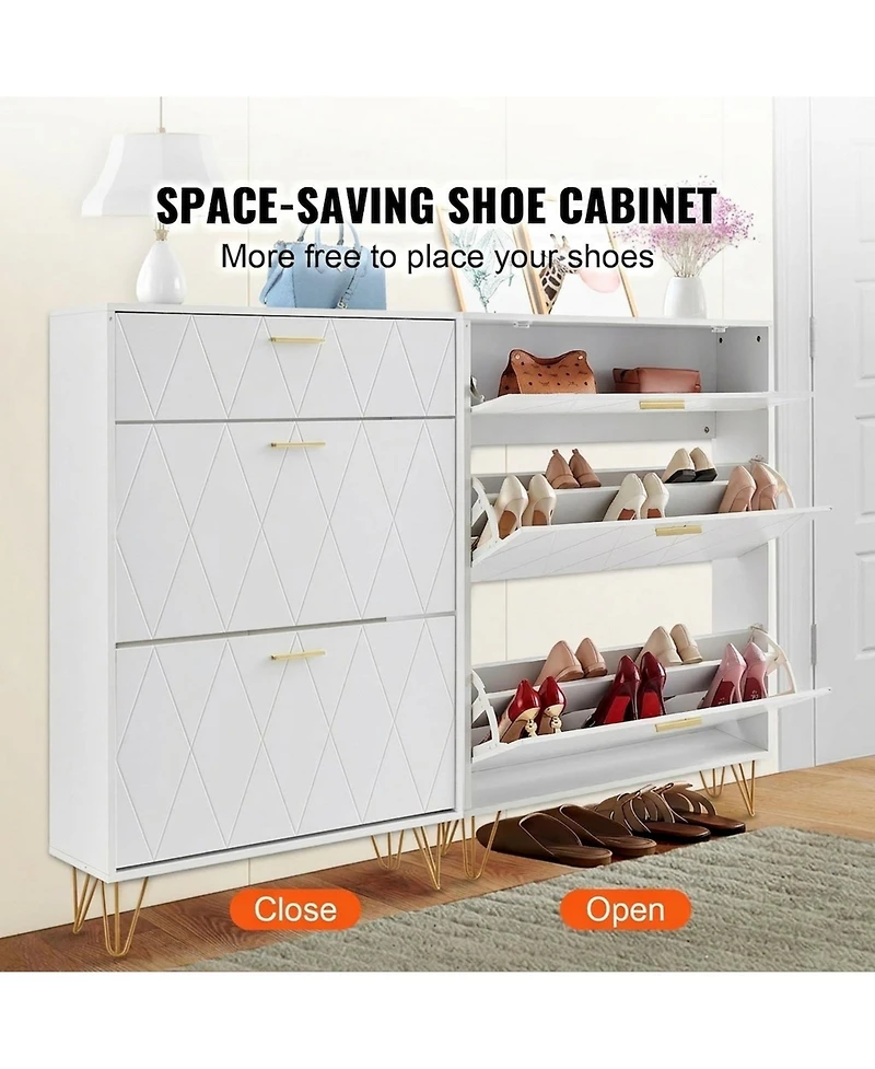 Sugift Shoe Cabinet with 3 Flip Drawers, Entryway Shoe Storage Organizer for Living Room