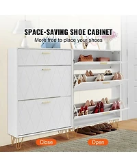 Sugift Shoe Cabinet with 3 Flip Drawers, Entryway Shoe Storage Organizer for Living Room