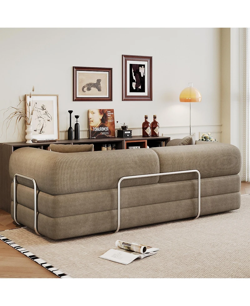 Rainsken 78.8" Corduroy Convertible Sofa Bed, 2-Seater Loveseat Sleeper with Pillow Back, Boneless Modular Sectional for Living Room