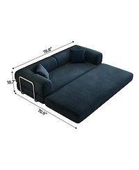 Rainsken Convertible Loveseat Sleeper Sofa, Soft Corduroy 2 Seater Modular Sectional Bed with Pillow Back for Living Room Use