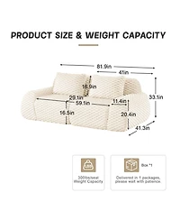 Rainsken 82" Modern Modular Sofa, Soft Flannelette 2-Seater Couch with Deep Seat and Anti-Slip Base for Living Room