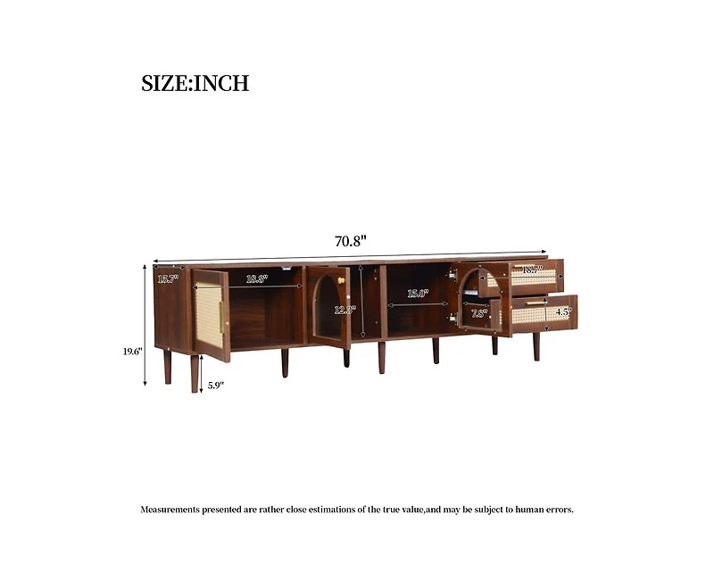 sumyeg 70 inch Tv Stand for TVs up to 80" with App Controlled Led Lights, 2 Drawers & Glass Door Storage, Modern Media Console for Living Room