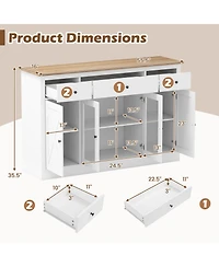 Sugift Large Buffet Sideboard Cabinet with Drawers and Wine Storage
