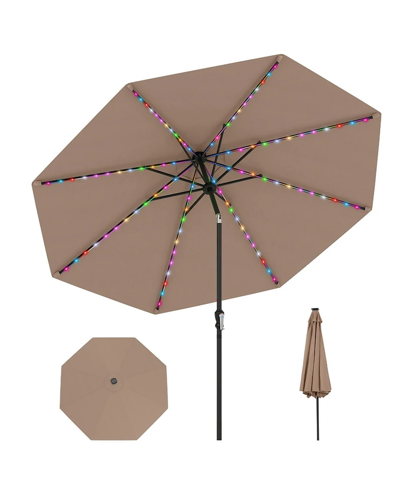 Sugift Solar Patio Umbrella with Flowing Led Lights and Tilt