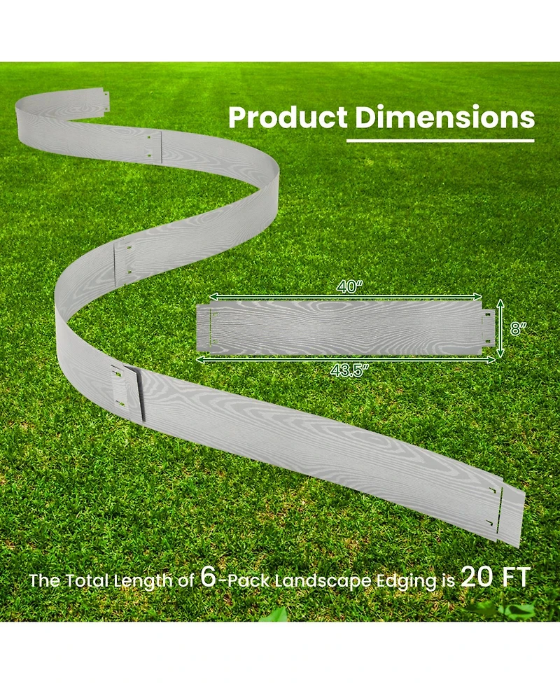 Sugift Six Pack Galvanized Metal Landscape Edging for Yard