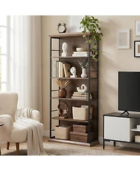 Tribesigns 72'' Wooden Bookcase, 5-Tier Farmhouse Bookshelf, Free-Standing Display Storage Shelves