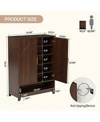 Tribesigns 6-Tier Wooden Shoe Cabinet with Doors, Freestanding Shoe Storage Organizer with Adjustable Shelves, Holds Up to 24 Pairs