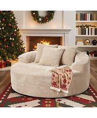 Xizzi 58" Oversized Round Lounge Chaise, No Assembly Required, Cloud Large Indoor Circle Chair, Fluffy Modern Sleeper Sofa Bed for Living Room