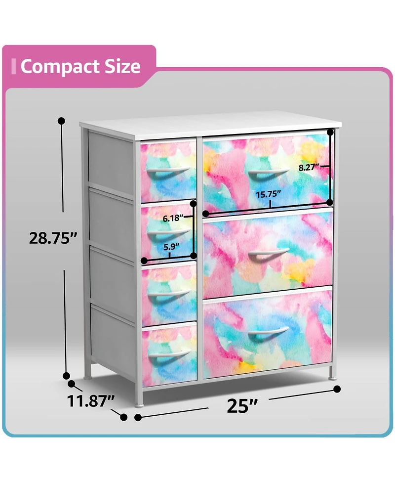 Sorbus 7 Drawers Dresser With Steel Frame, Wood Top, Handles - Storage For Bedroom, Home, Etc