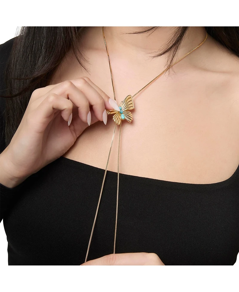 Jessica Simpson Gold-Tone Butterfly Y-Lariat Necklace with Crystal