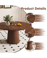 Maison Boucle 47" Round Kitchen Table for 4 Walnut Modern Farmhouse Pedestal Base