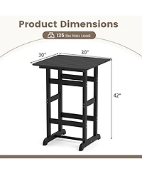 sumyeg 30-Inch Square Bar Table with Slatted Top for Patio or Poolside Dining