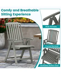 Sugift Foldable All Weather Hdpe Patio Dining Chair with Armrests
