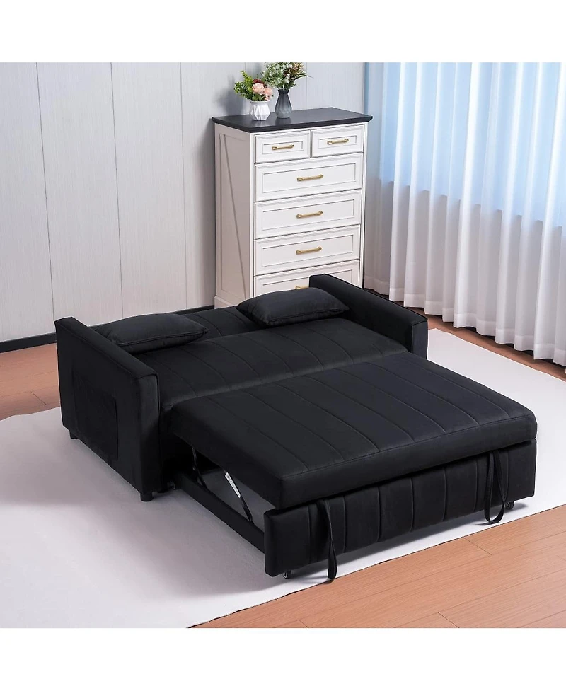 Maison Boucle Convertible Sleeper Sofa Bed with Pull-Out Bed, Adjustable Backrest & Pillows, Small Space Velvet Loveseat Couch-Maison Boucle
