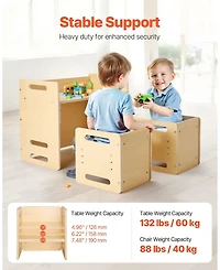 Sugift Montessori Weaning Table and Chair Set, Adjustable Height, Wooden for Toddler