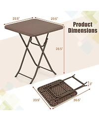 Sugift Folding Rattan Grain Hdpe Top Metal Frame Picnic Table