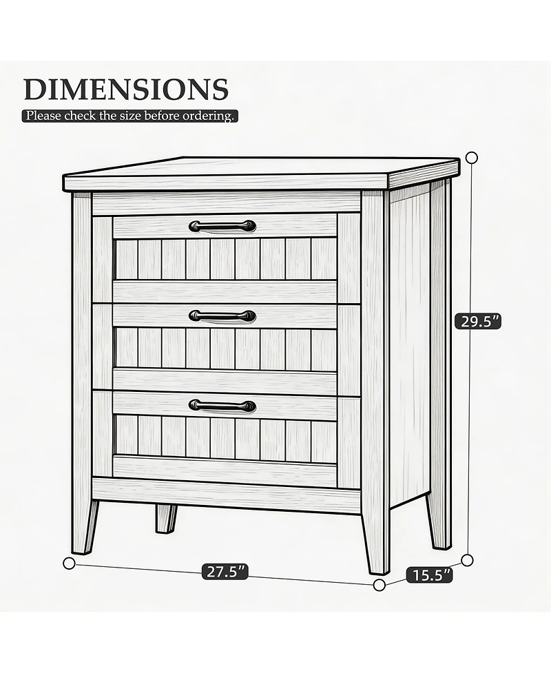 gaomon Farmhouse Drawer Dresser with Charging Station and Led Lights
