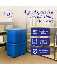 Homz 32 Gallon Standard Plastic Storage Container with Secure Lid, 2 Pack