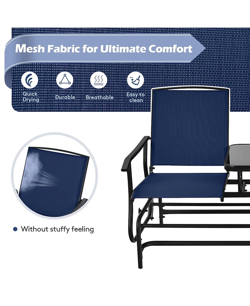 Gymax 2 Person Outdoor Patio Double Glider Chair Loveseat Rocking