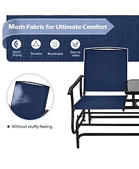 Gymax 2 Person Outdoor Patio Double Glider Chair Loveseat Rocking