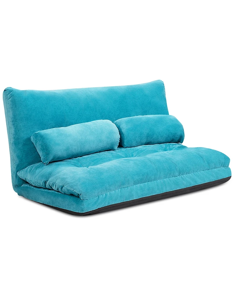 Gymax Floor Sofa Bed 6-Position Adjustable Sleeper Lounge Couch with 2 Pillows