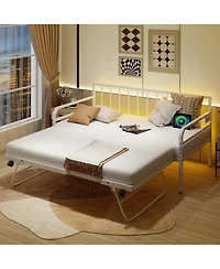 Gouun Adjustable Metal Twin Size Daybed with Charging Station and Led Light