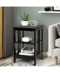 Gouun 16 in 3-Tier Nightstand Side Table with Baffles and Round Corners
