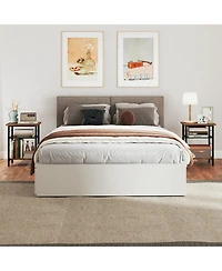 Gouun Set of 2 Industrial 3-Tier End Tables with Adjustable Mesh Shelves